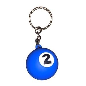 Billiard Ball‎ Keychain Number 2 Blue Pool Keyring Kids Accessory